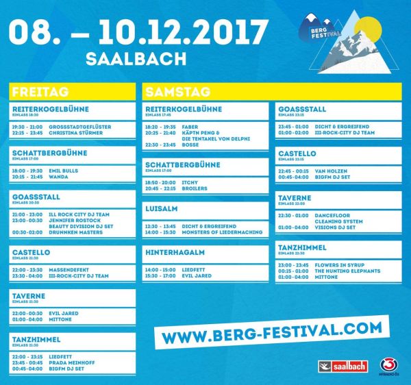 Bergfestival Timetable 2017