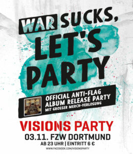 VISIONS Party im November wird zur großen Anti-Flag Release-Party